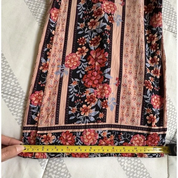 Blue Rain Floral Wide Leg Palazzo Pants Smocked Waist Pink Boho Size Small - Picture 6 of 10